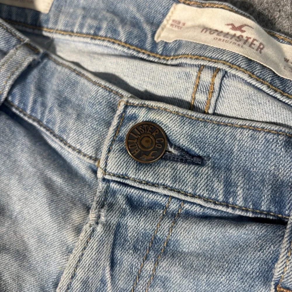 Hollister Jeans Mens Slim Straight 33x32 Light Wash Distressed Epic Flex Y2K
